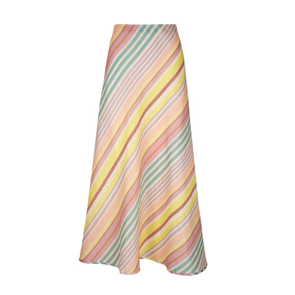 【NONCODE】Harian midi skirt Zimmermann - Halliday Multi Striped Linen Bias Skirt