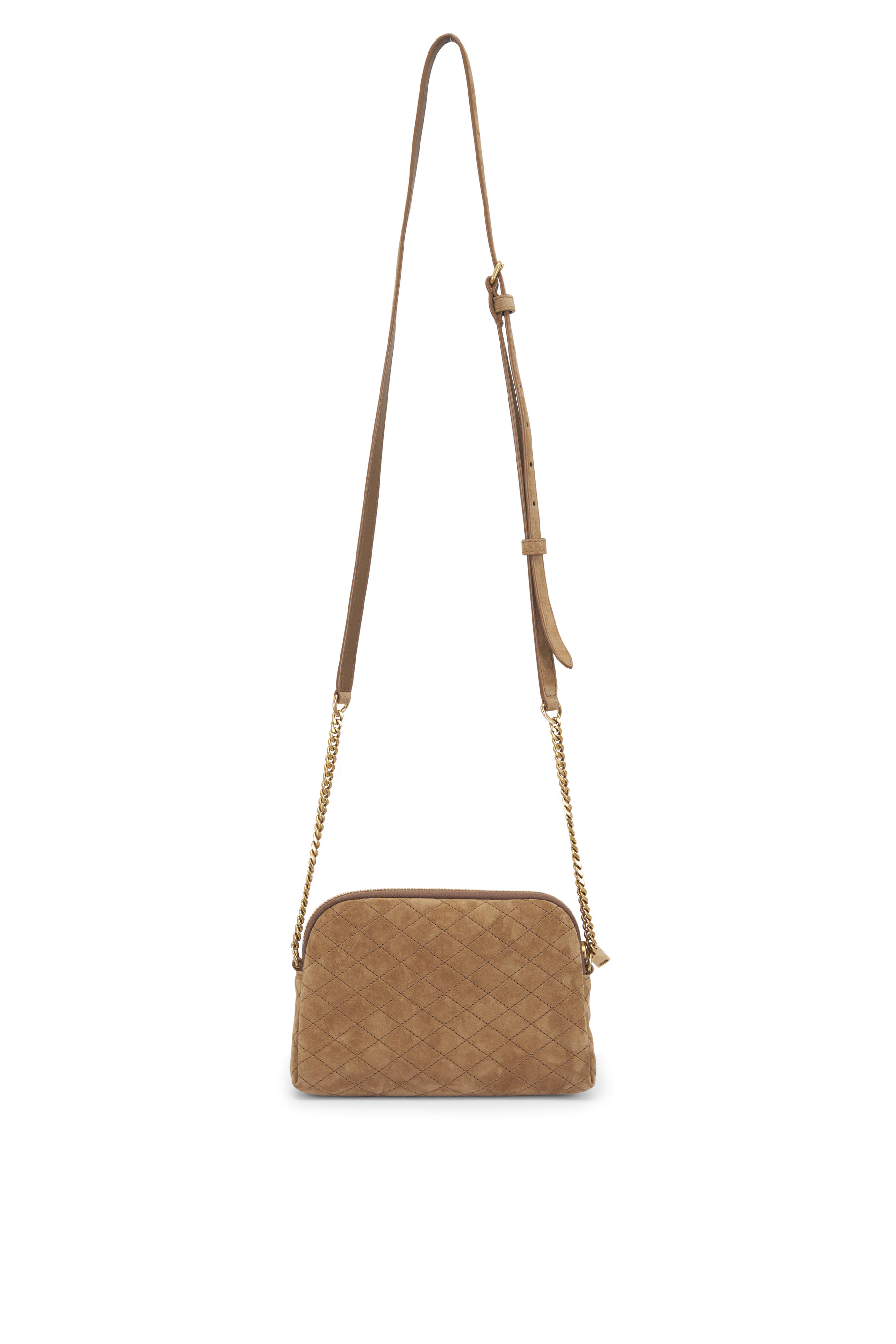 Saint Laurent - Gaby Golden Leaf Quilted Suede Pouch