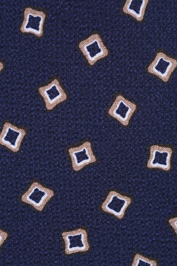Brioni Royal Blue Medallion Print Silk Necktie - view 2