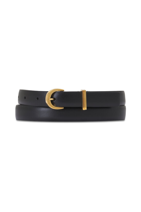 Prada - Black Leather Logo Triangle Belt | Mitchell Stores