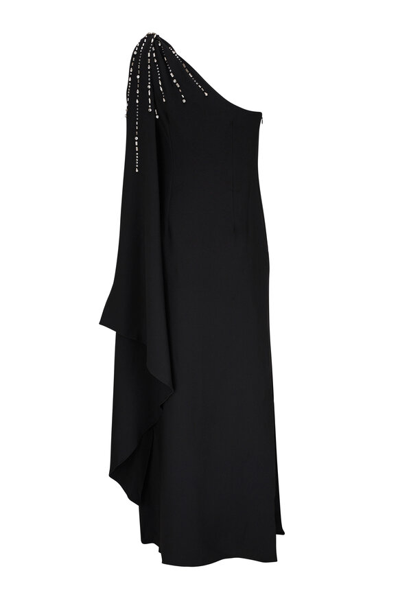 Sachin + Babi - Leslie Black Crystal Embellished Draped Gown 