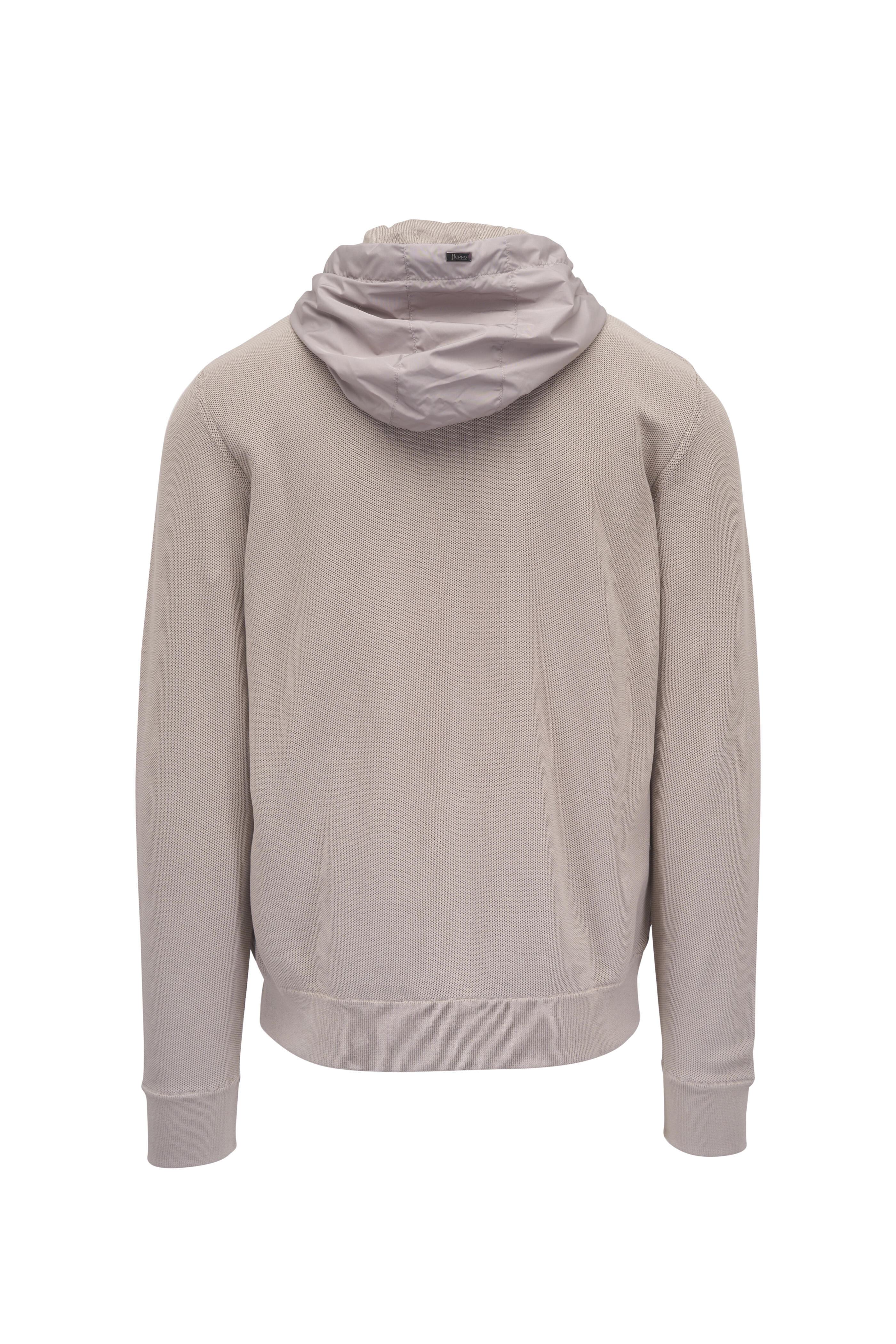 Herno - Taupe Knit & Nylon Hybrid Full Zip Jacket