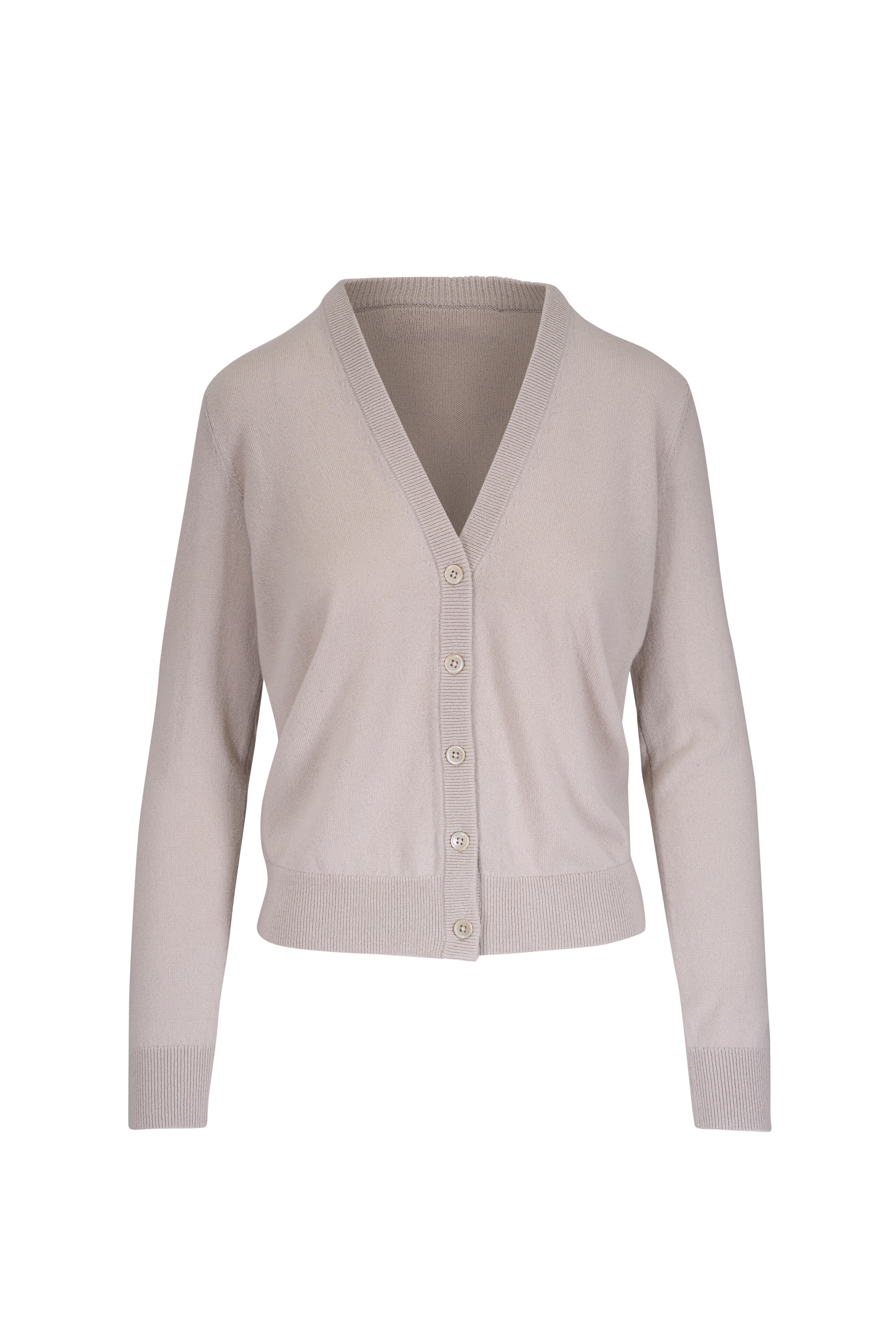 Michael Kors Collection - Oyster Cashmere Front Button Cardigan