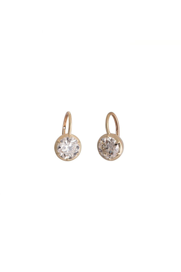 Sylva & Cie Old European Diamond Droplet Earrings