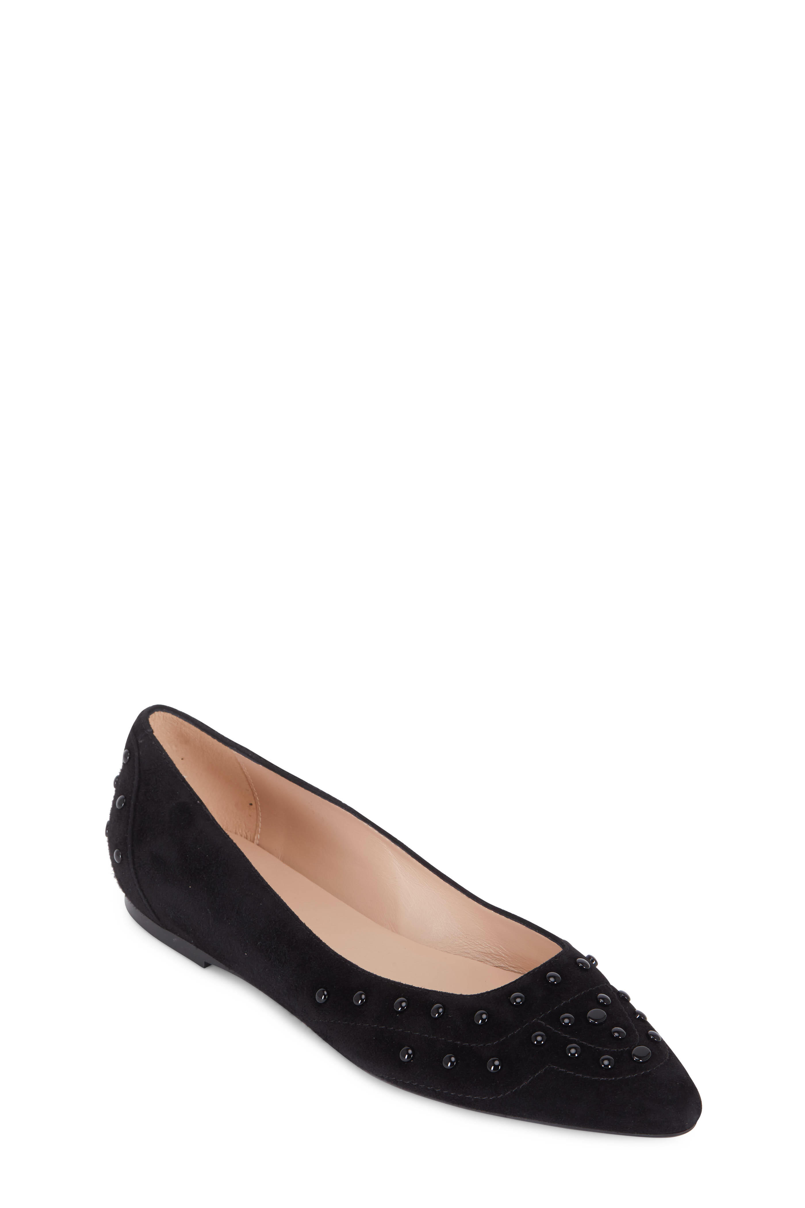 Tod's - Black Suede Studded Ballet Flat