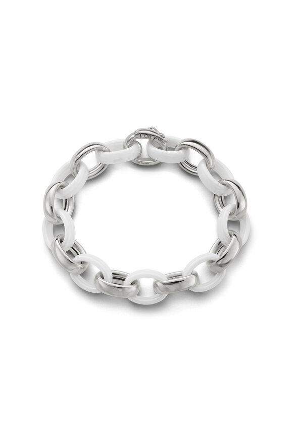 Monica Rich Kosann - Audrey Ultra White Ceramic Silver Link Bracelet