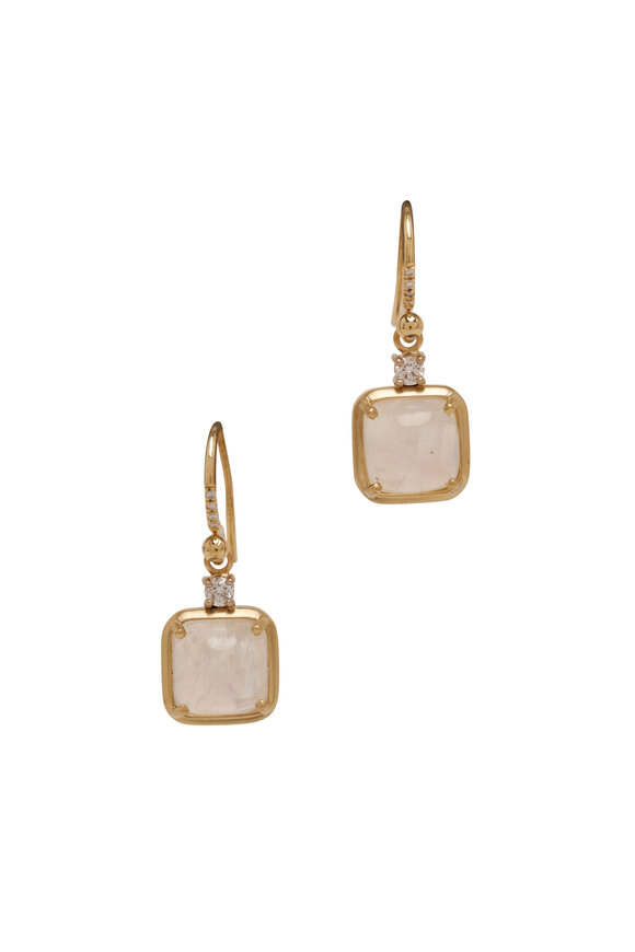 Irene Neuwirth Diamond & Square Moonstone Drop Earrings