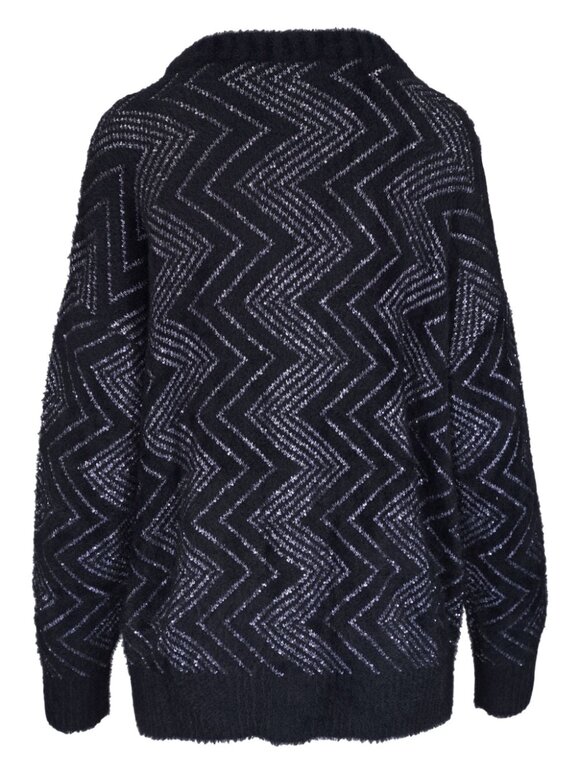 Missoni - Black Zig Zag Paillette Maxi Cardigan | Mitchell