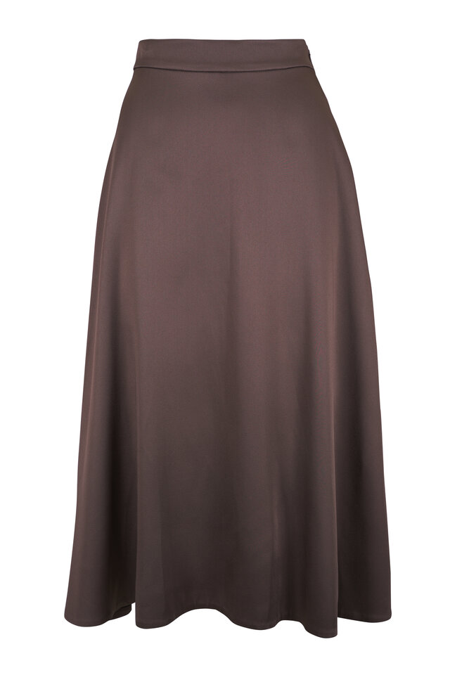 Brunello Cucinelli - Navy Fluid Twill Side Slit Skirt