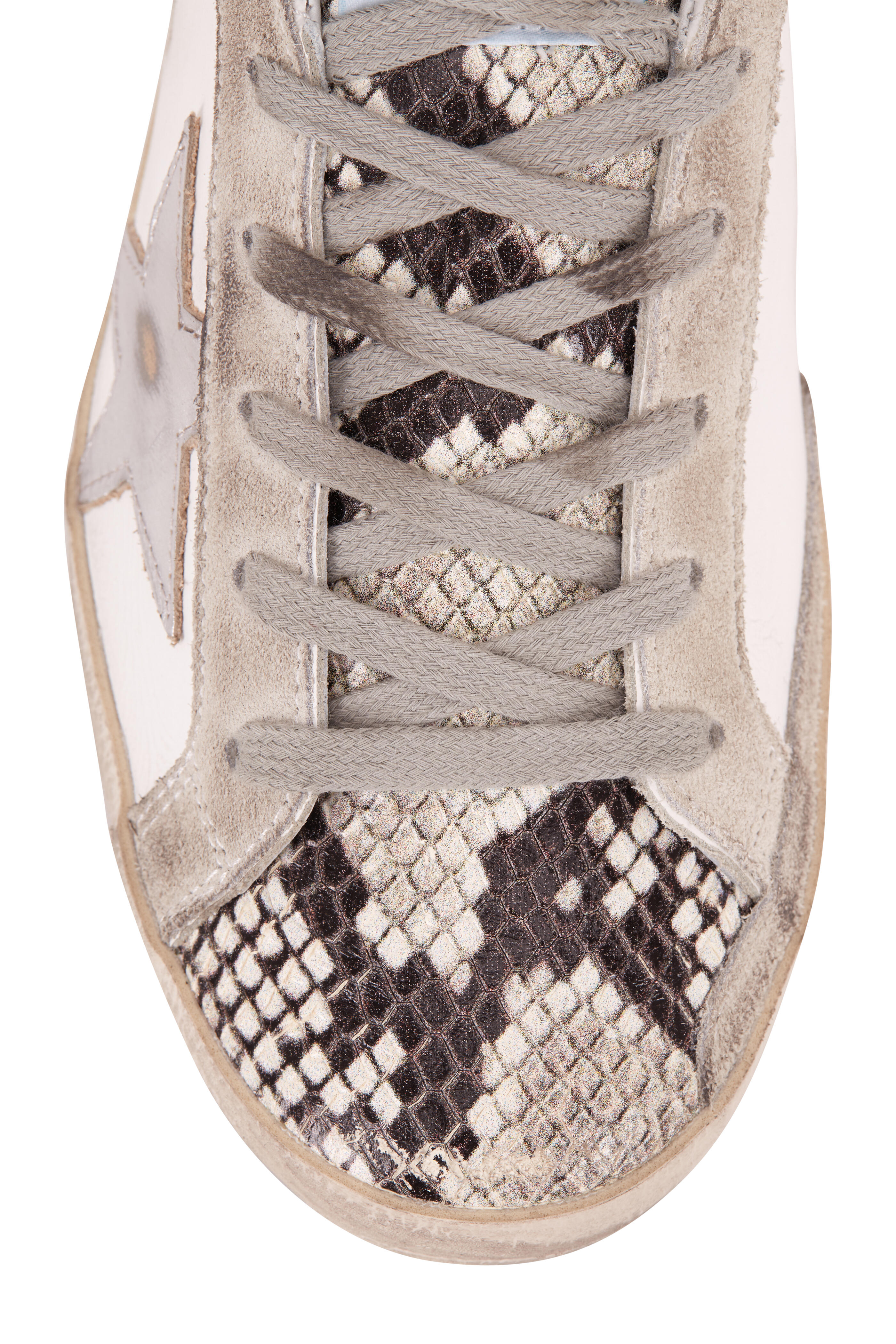 Golden Goose - Superstar White Leather & Python Sneaker