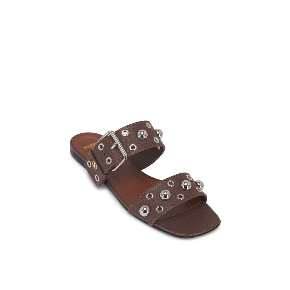 サンダル・ミュール Valentino Garavani Nellcote Flat Sandals In Suede Valentino Garavani Nellcote Studded Suede Flat Sandals