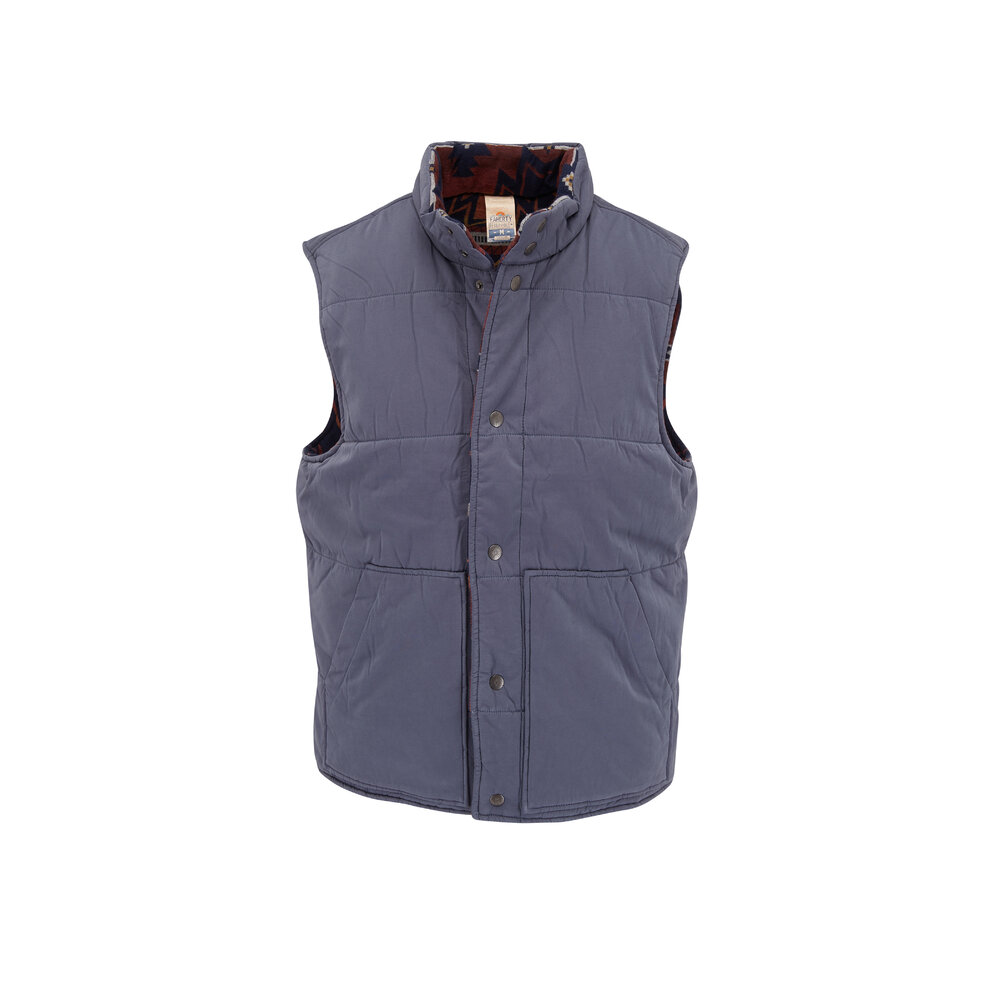 Faherty Brand Doug Good Feather & Blue Reversible Puffer Vest