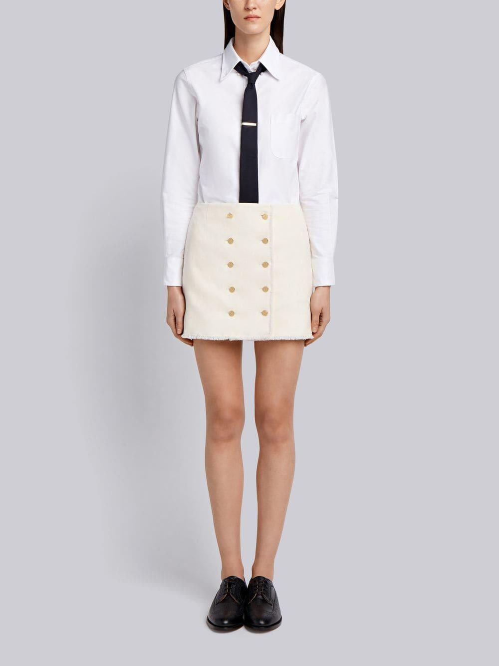 Thom Browne - Cream Frayed Donegal Wool Mini Skirt