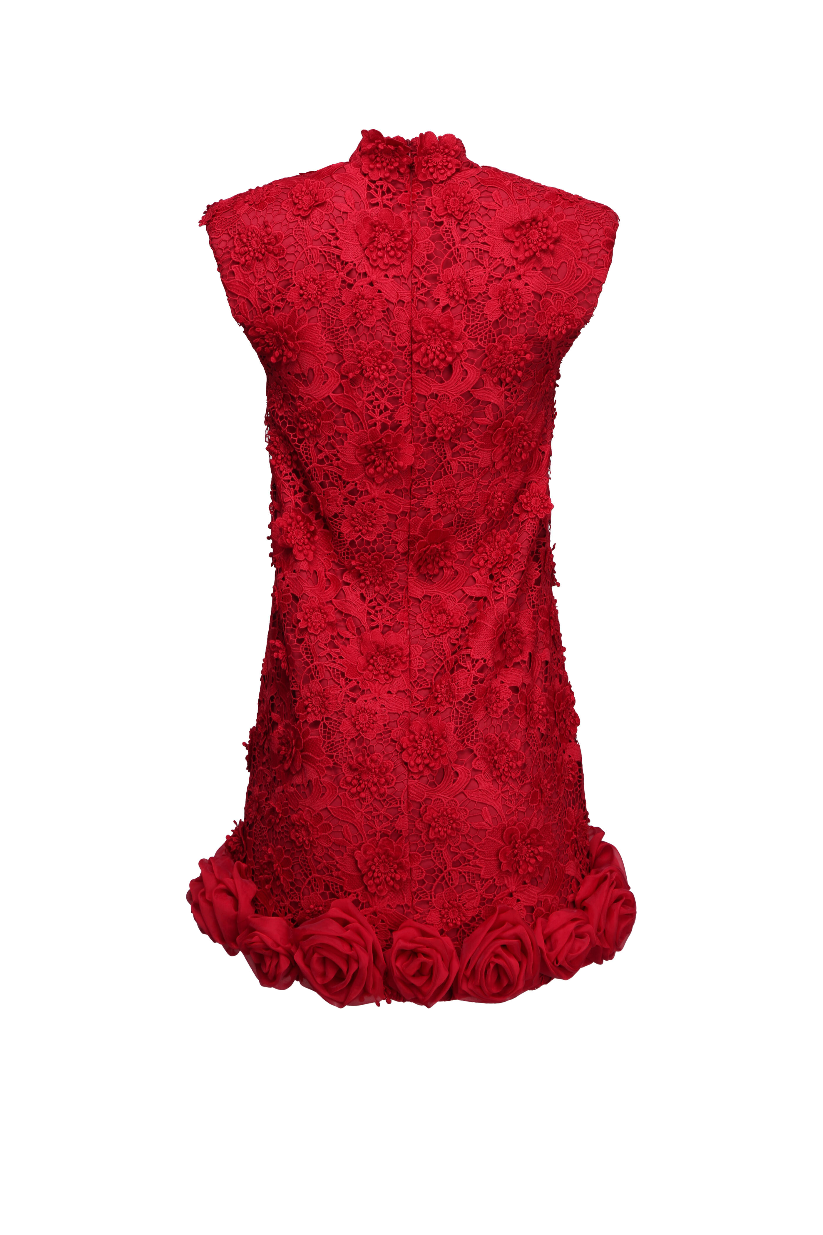 Leo Lin - Lingyu Garnet Lace Mini Dress