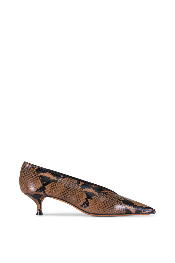 Le Monde Béryl Fango Babouche Embossed Leather Kitten Heel, 40mm - view 6
