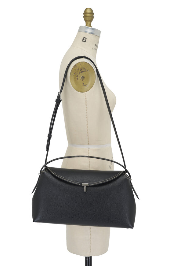 Totême - T-Lock Black Grain Leather Top Handle Bag