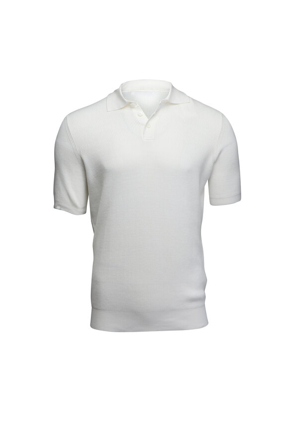 Brunello Cucinelli - Oat Cotton Ribbed Polo | Mitchell Stores