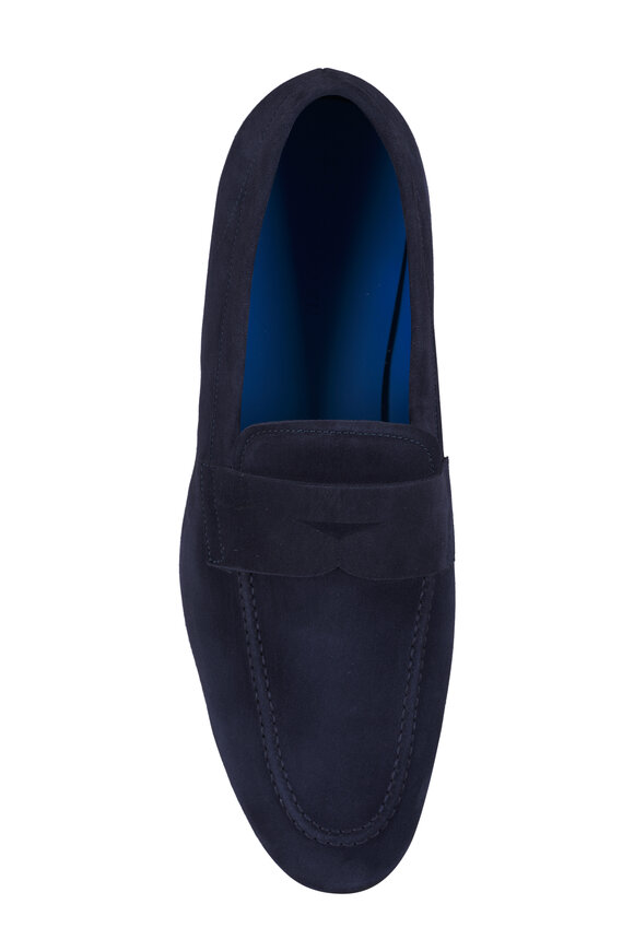 G Brown Turin 4020 Navy Blue Suede Loafer - view 4