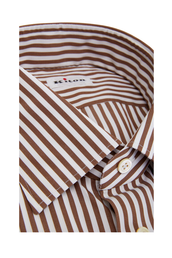 Kiton - Brown Bengal Stripe Dress Shirt