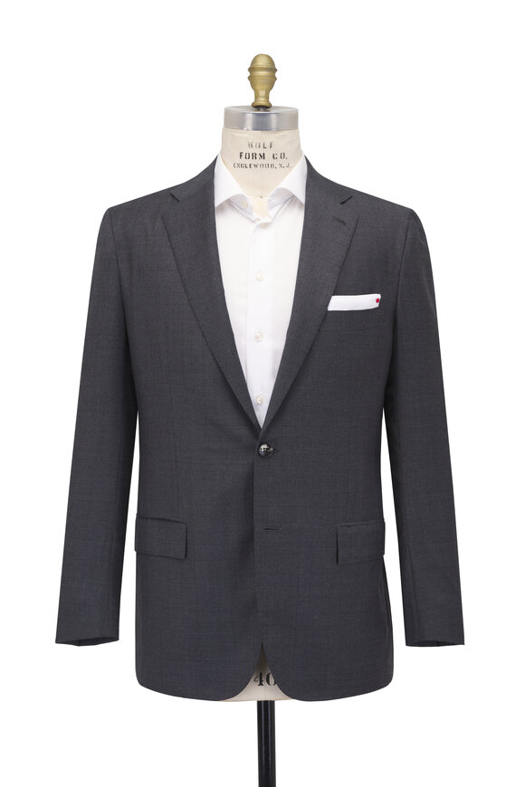 Kiton Charcoal Gray Tonal Plaid Wool Suit - view 4