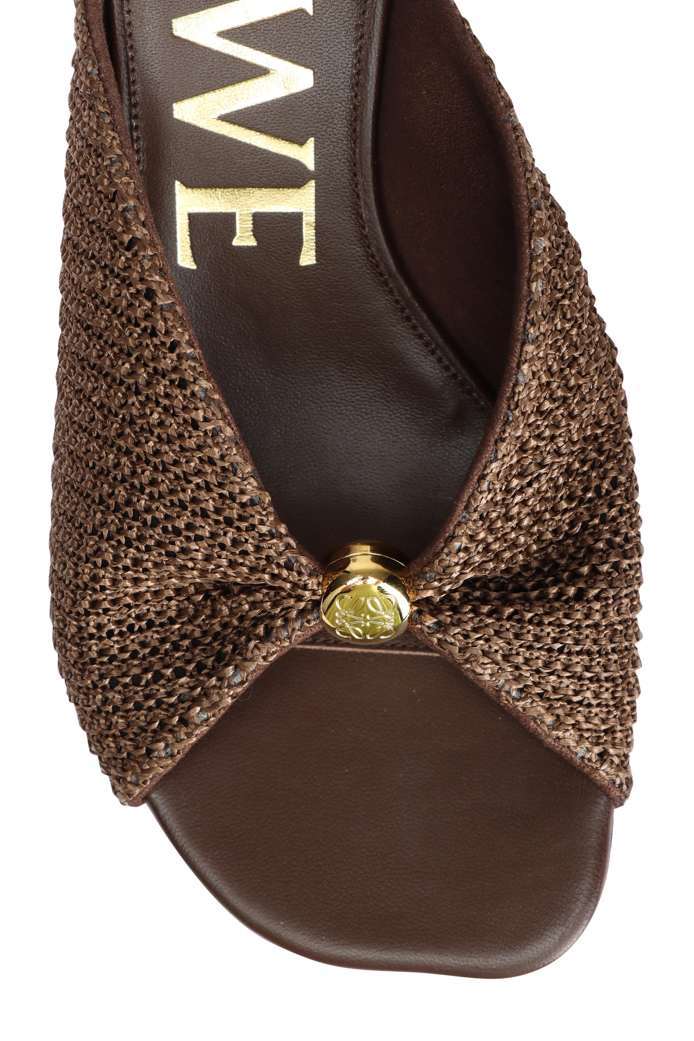 Loewe - Pebble Dark Brown Raffia-Effect Soft Slide, 45mm - view 4