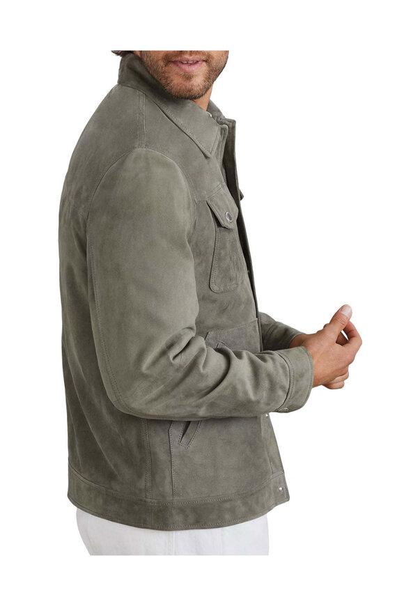 【美品】BRUNELLO CUCINELLI レザージャケット グリーン S Brunello Cucinelli - Light Sage Green Leather Jacket