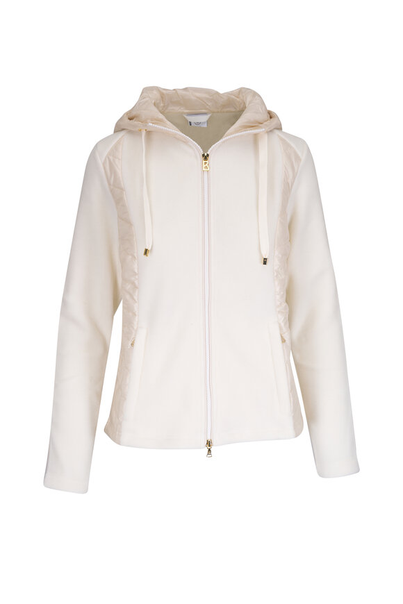 Bogner Fleur Off-White Hooded Full Zip Fleece Jacket