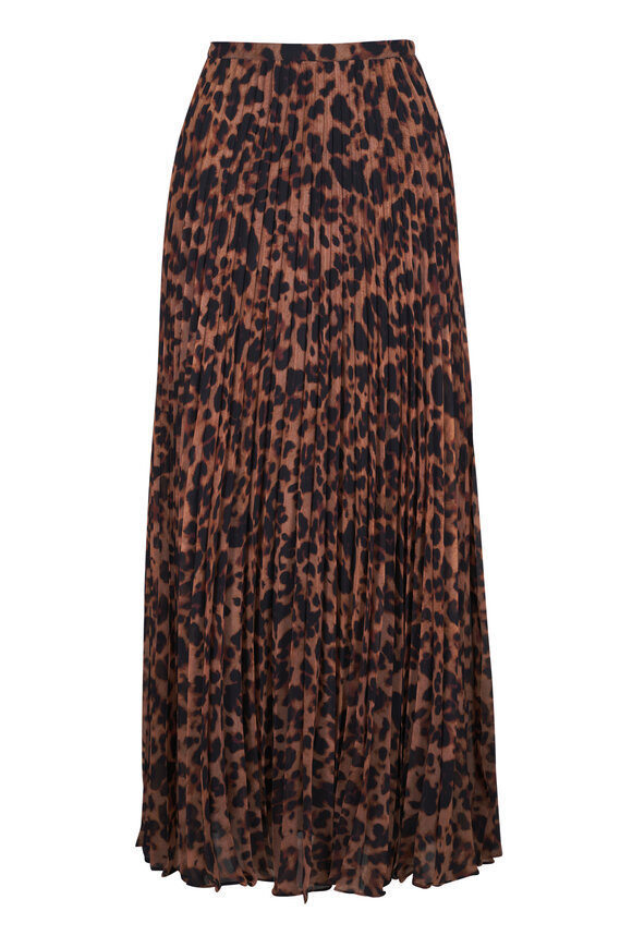 L'Agence Brown Animal Print Maxi Skirt