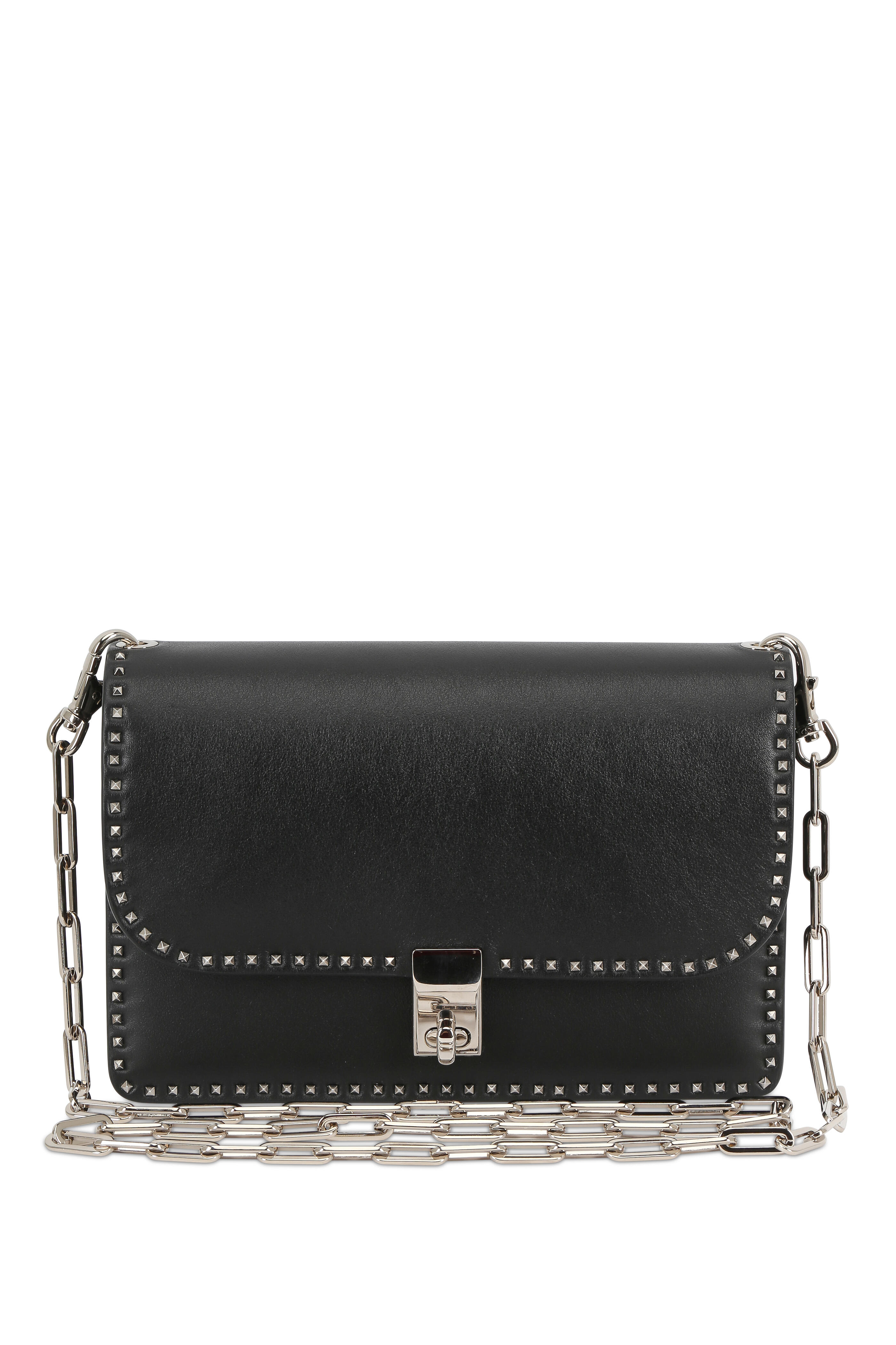 Valentino Garavani - Rockstud Black Leather Chain Link Small Bag