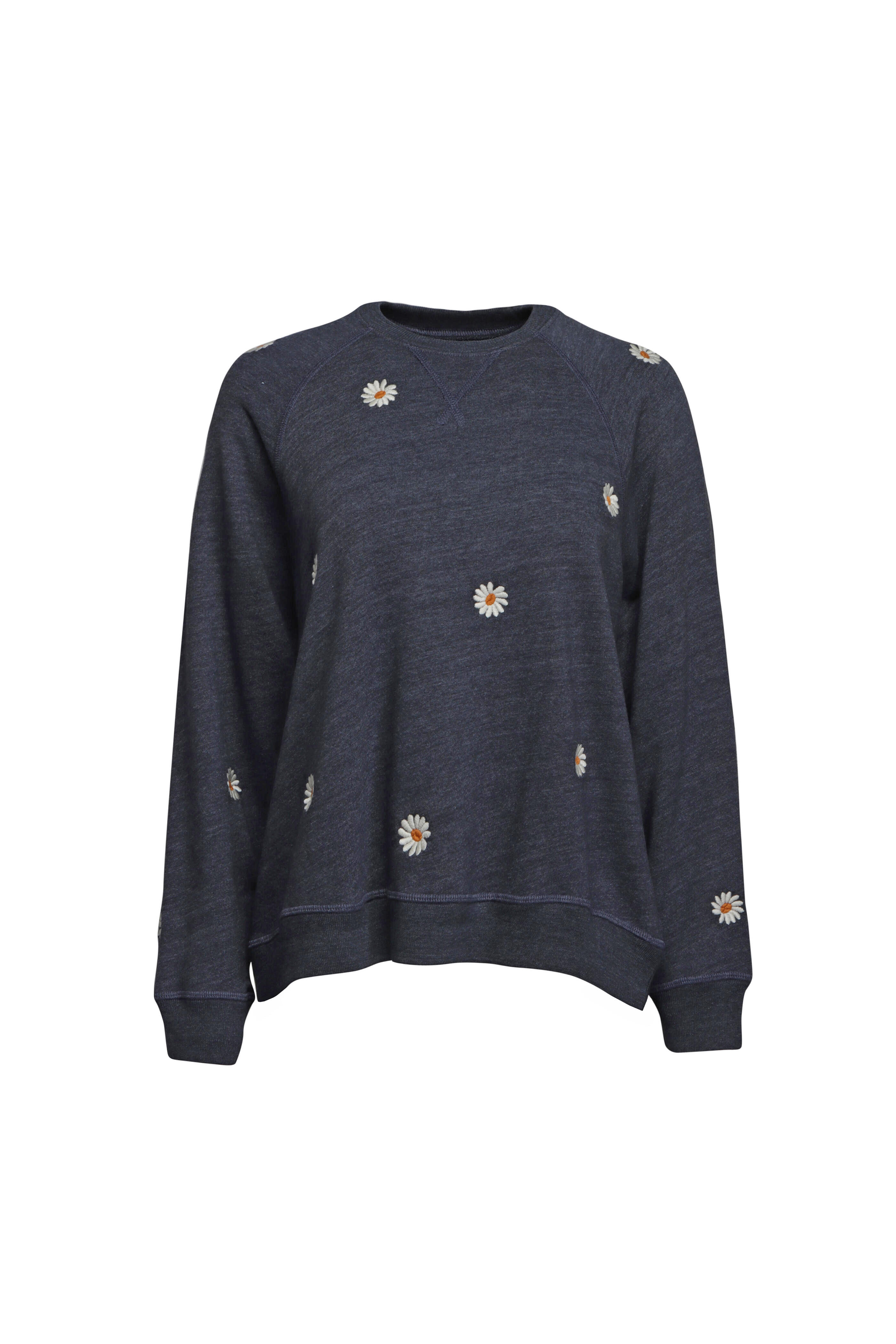 The Great - Slouch Navy Daisy Embroidered Sweatshirt