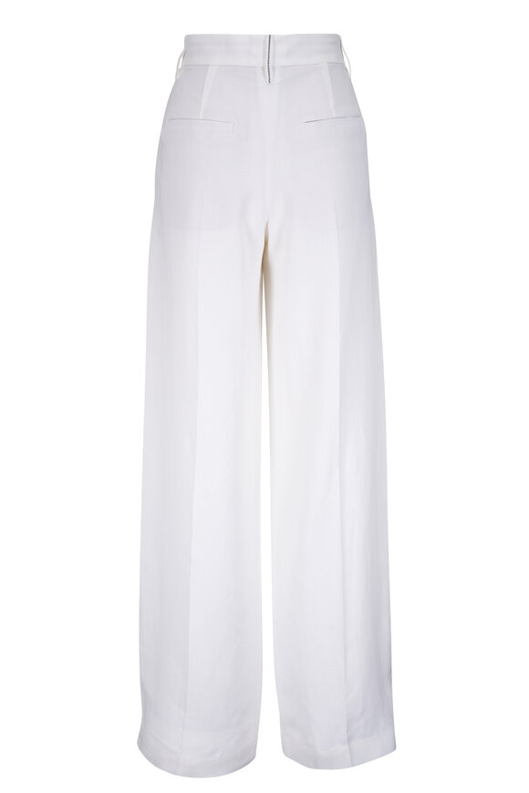 Brunello Cucinelli - White Wide Leg Linen Pant