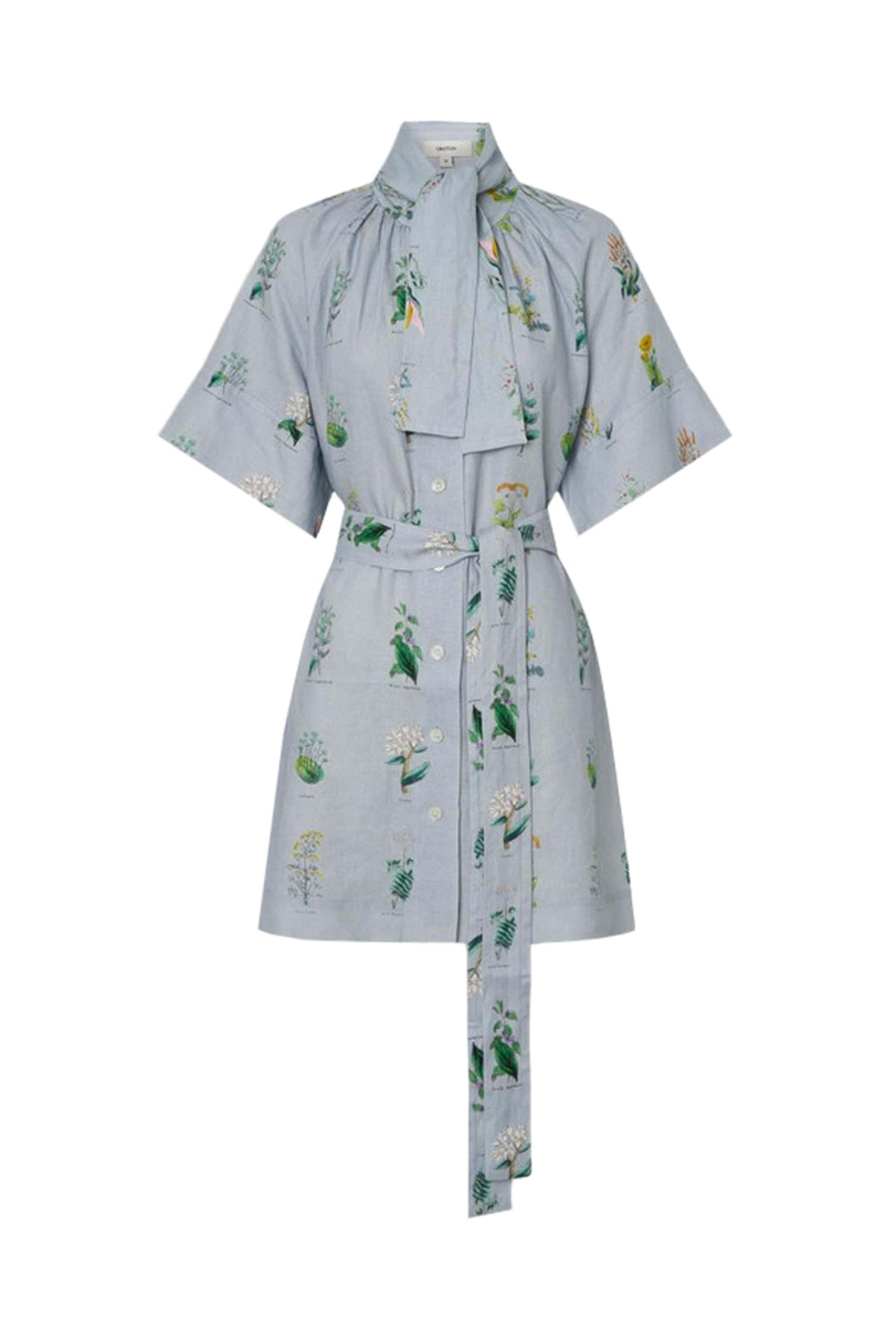 Oroton - Pale Grey Floral Greenhouse Day Dress