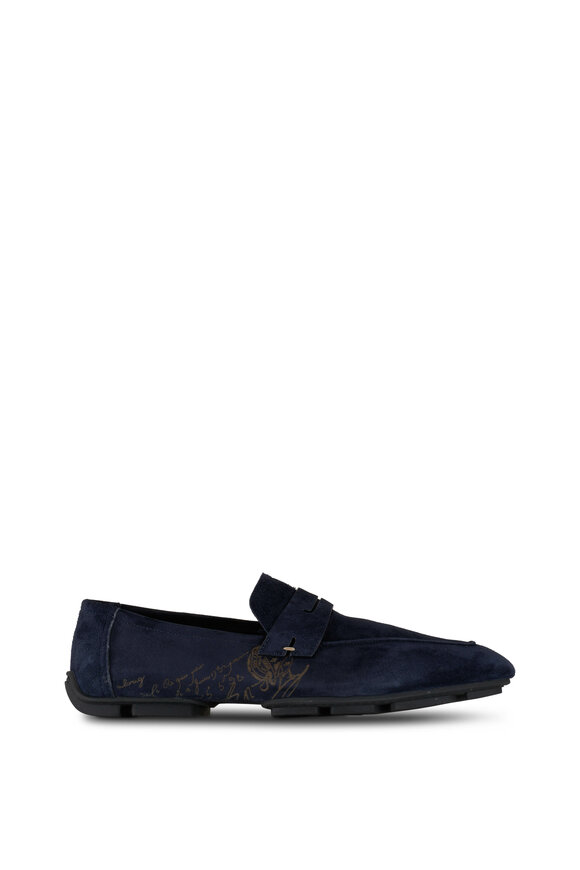 Berluti - Lorenzo Drive Navy Suede Loafer