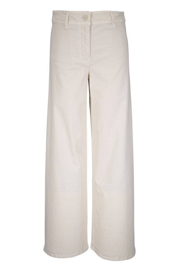 Nili Lotan Megan Stone Stretch Cotton Cropped Wide Leg Pant