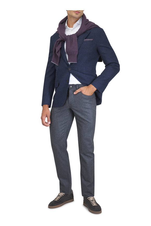 Brunello Cucinelli Blue Wool & Cashmere Sportcoat - view 2
