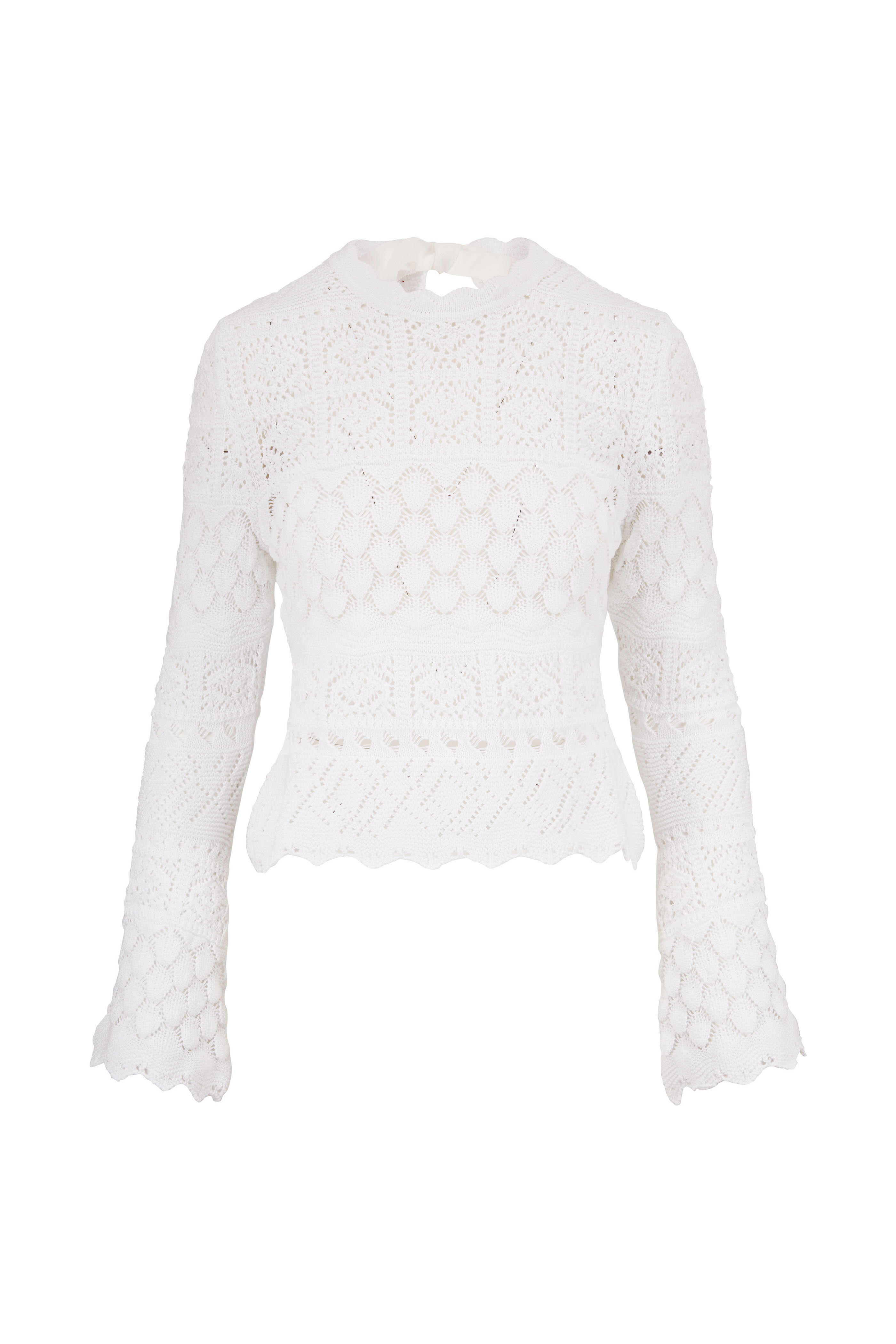 Carolina Herrera - White Cotton Macramé Sweater