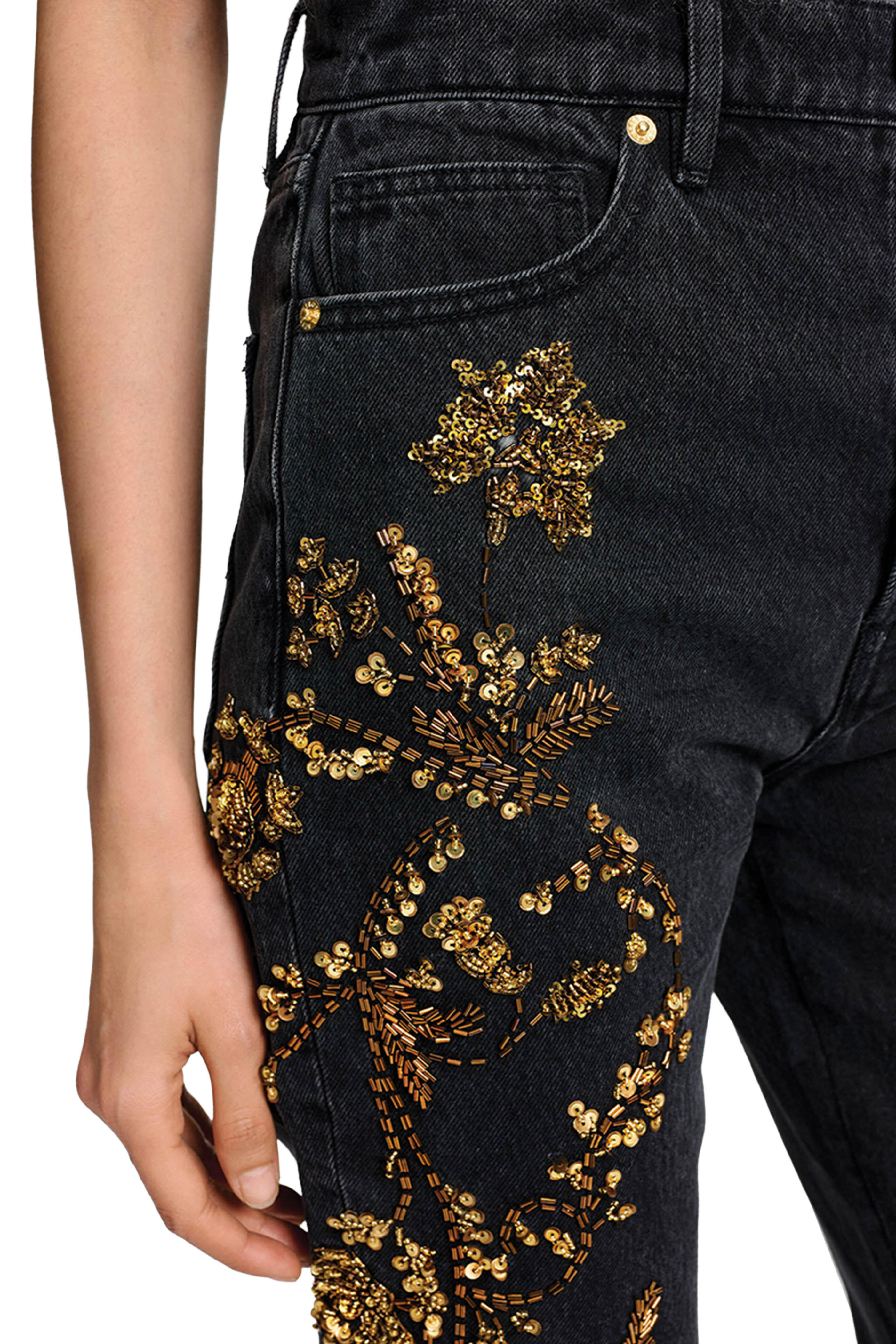 Veronica Beard - Daniela Black Onyx Embellished Straight Leg Jean