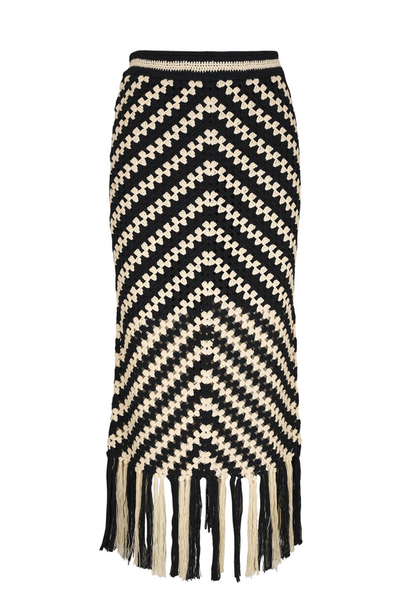 Zimmermann Halliday Black & White Hand Crochet Skirt