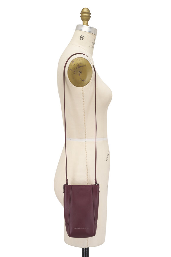 Brunello Cucinelli Duo Ruby Leather Phone Case Holder - view 5