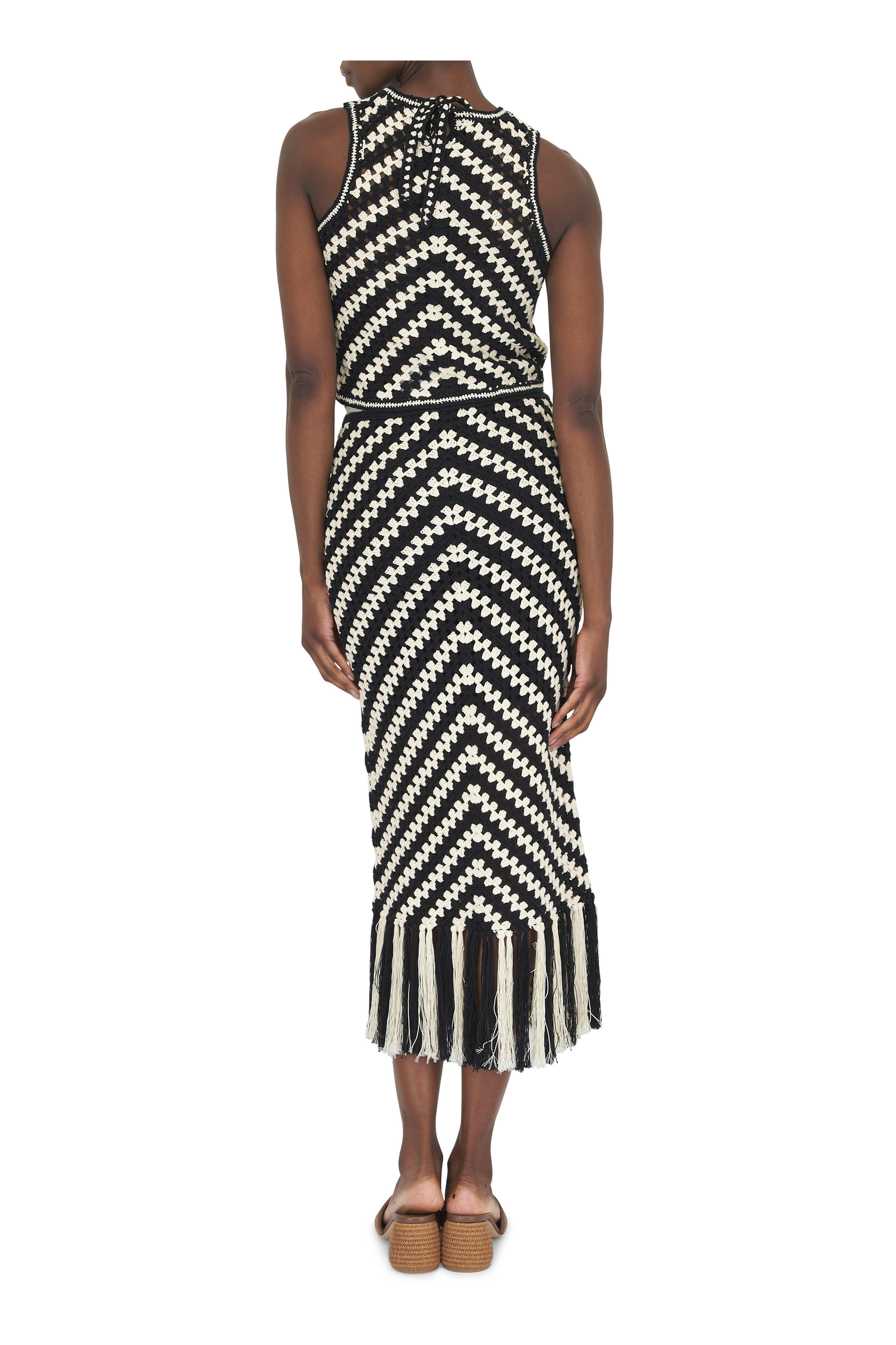 Zimmermann - Halliday Black & White Hand Crochet Skirt