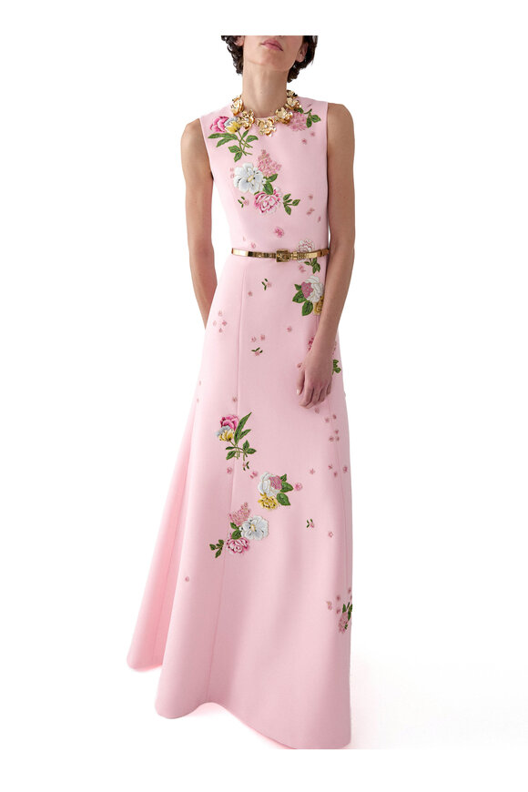 Carolina Herrera Blush Floral Embroidered Gown - view 4