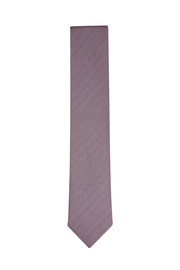 Zegna - Pink Textured Silk Necktie | Mitchell Stores