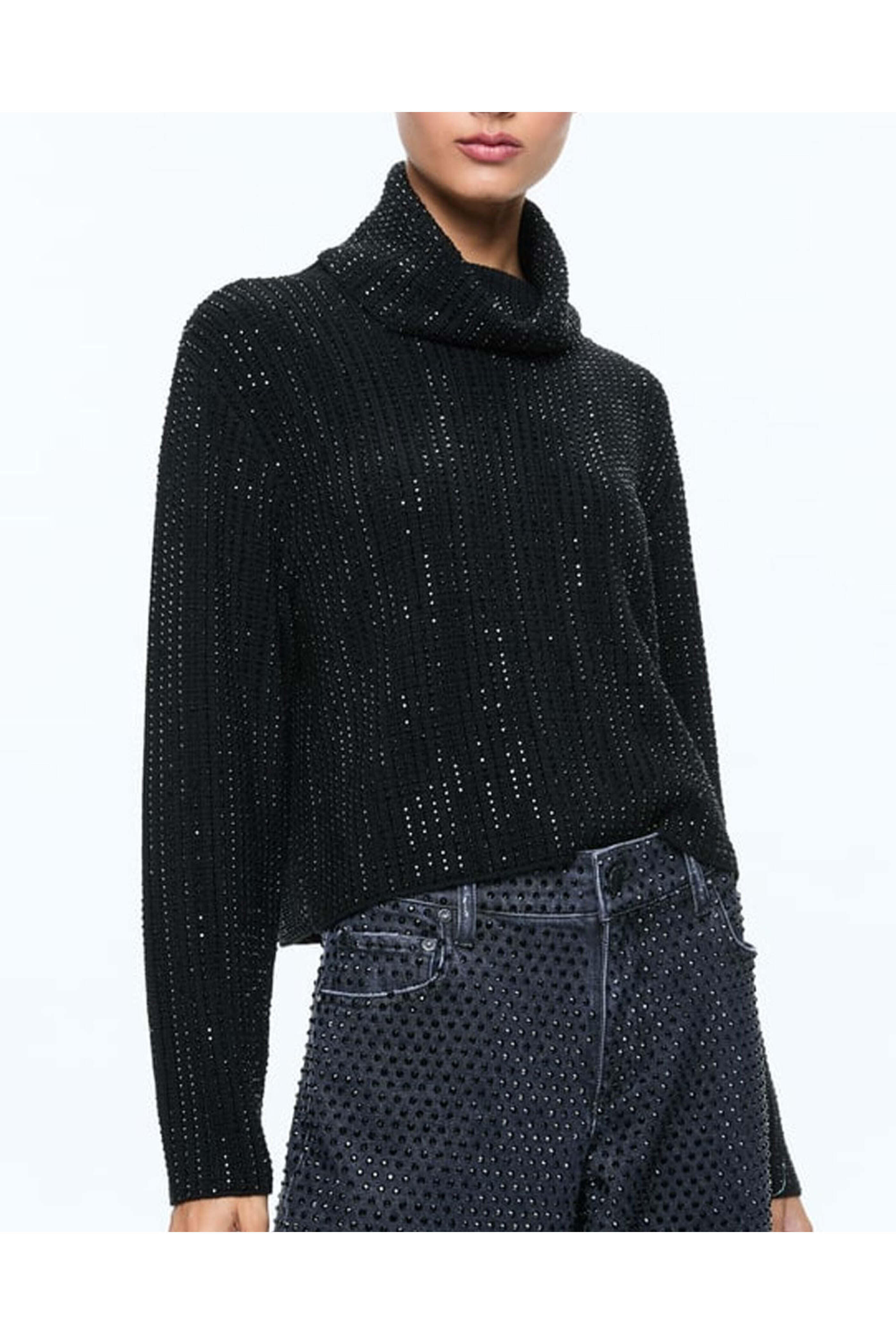 Alice & Olivia - Black Corin Pullover with Heatset Stones