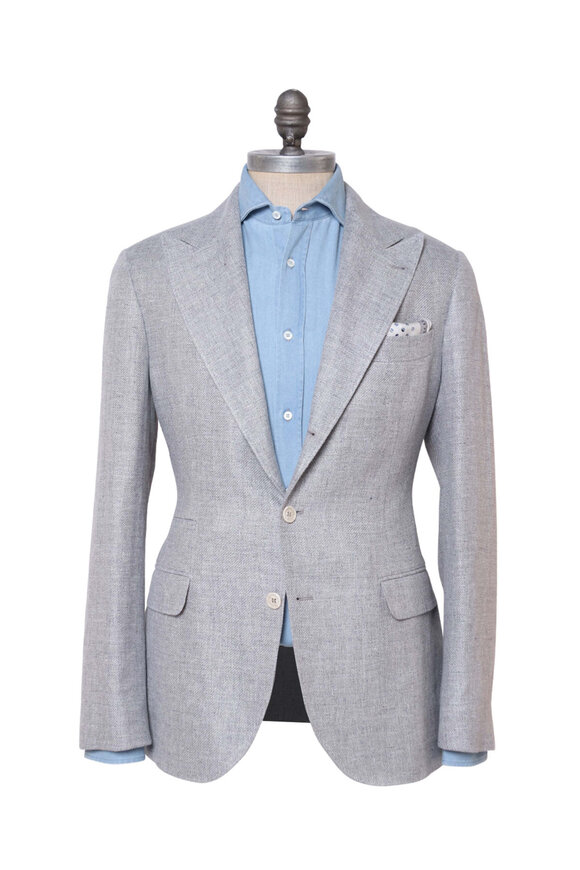 【美品】Brunello Cucinelli ダブルジップブルゾン グレー　極上 Brunello Cucinelli - Grey Linen Blend Sportcoat | Mitchell