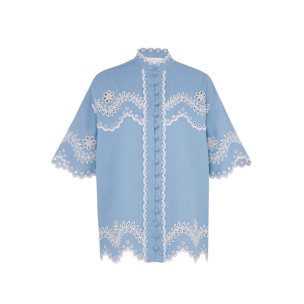 み★bluelea Embroidery jacquard blouse Marcs | Women's Lacey Jacquard Blouse