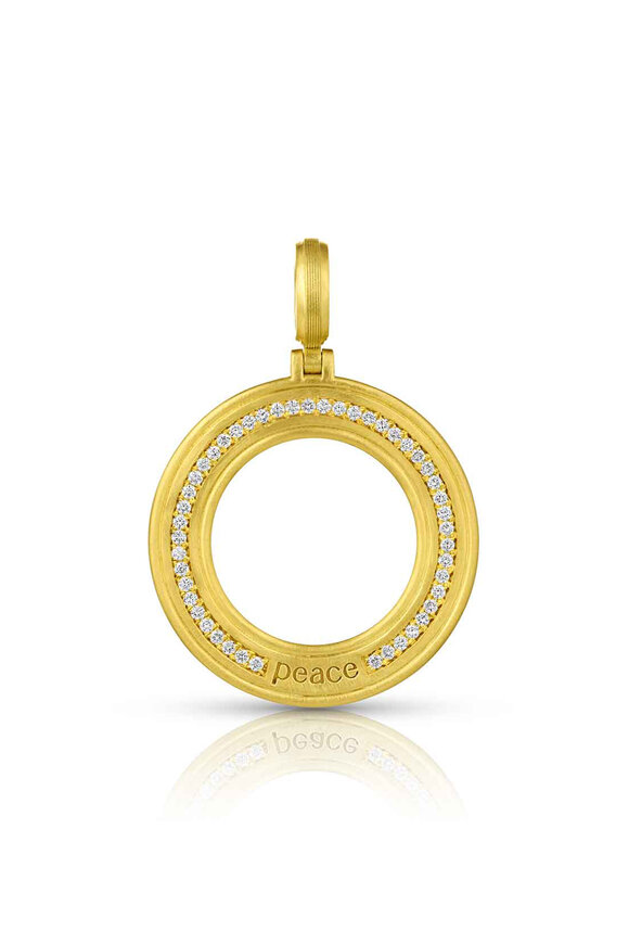 Leigh Maxwell 18k Gold Amani Peace Single Row Pavé Pendant