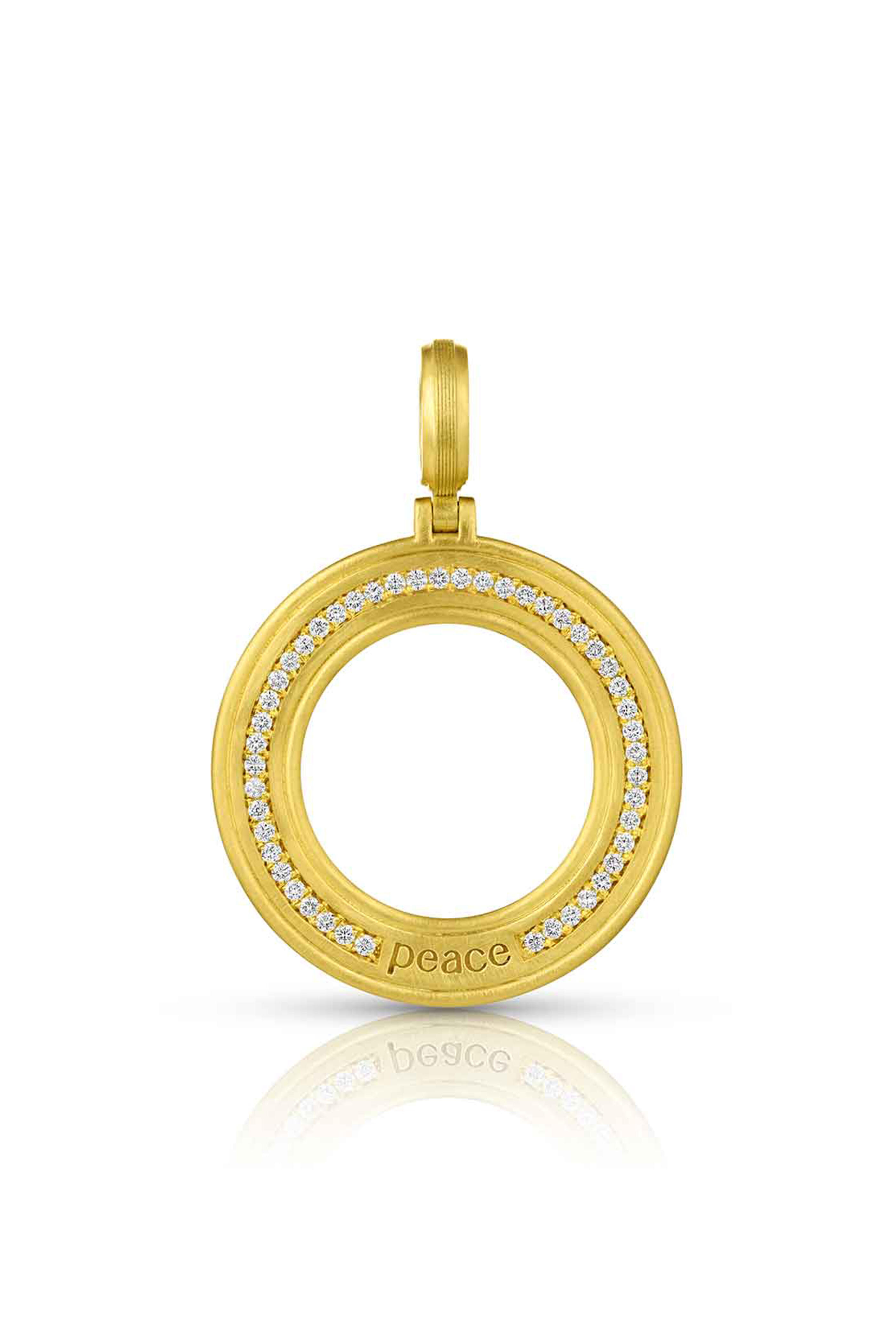 Leigh Maxwell - 18k Gold Amani Peace Single Row Pavé Pendant