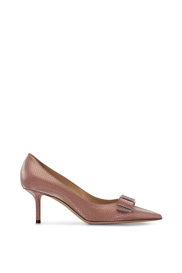 Jimmy Choo - Love/Bow Rose Gold Glitter Kitten Heel Pump, 65mm 