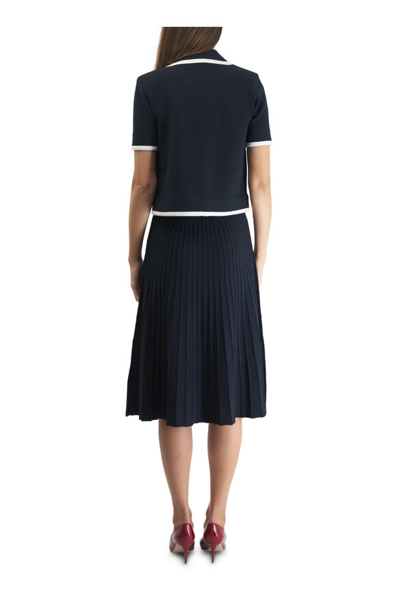 Veronica Beard - Meralda Navy Blue Sleeveless Pleated Midi Dress