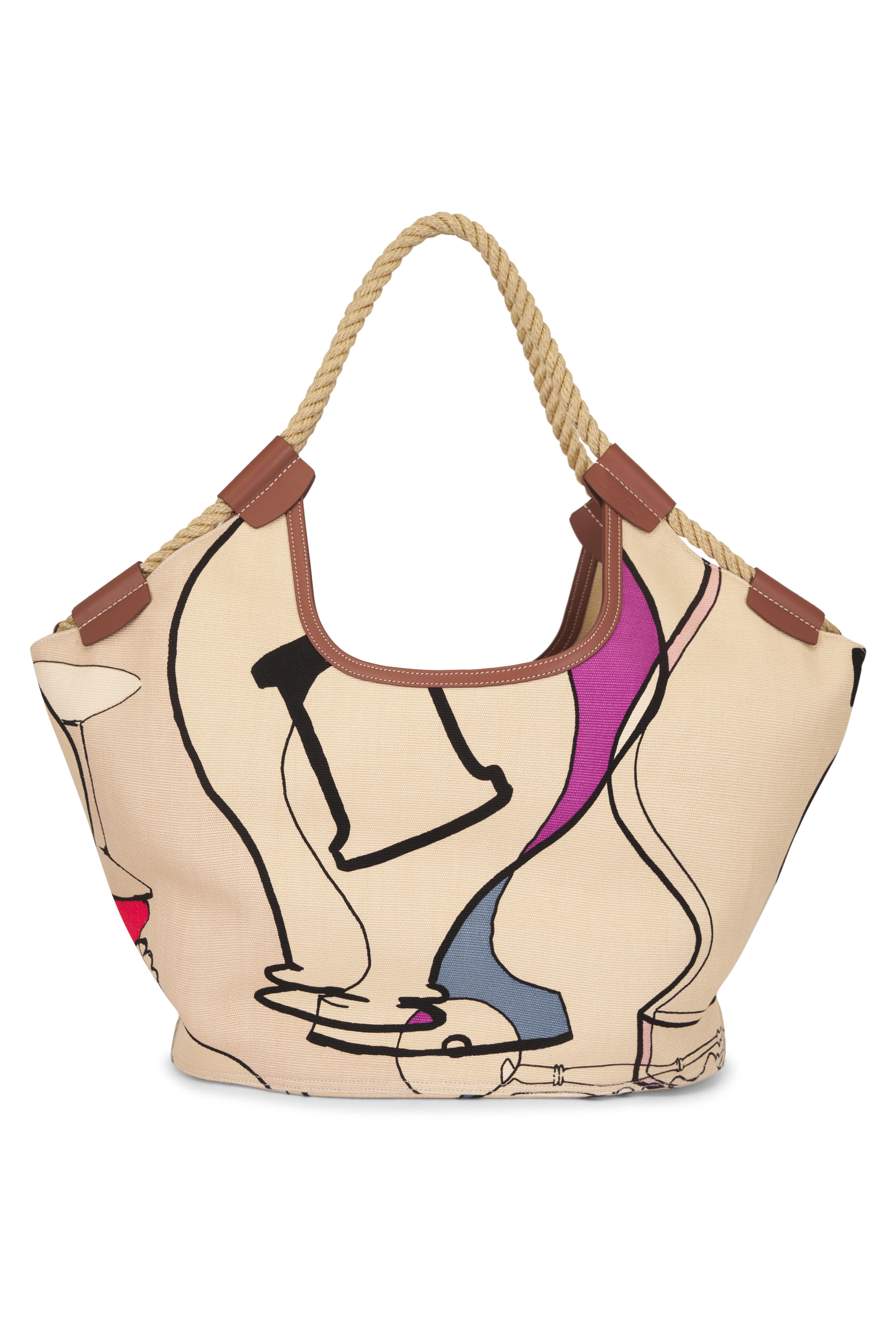 Loro Piana - Gioia Rope & Leather Abstract Print Shopper Tote - view 1